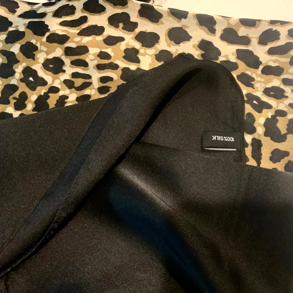 100% SILK SATIN Large Shawl Leopard Print Scarf Animal Print Wrap Coverup Gift - Picture 10 of 11